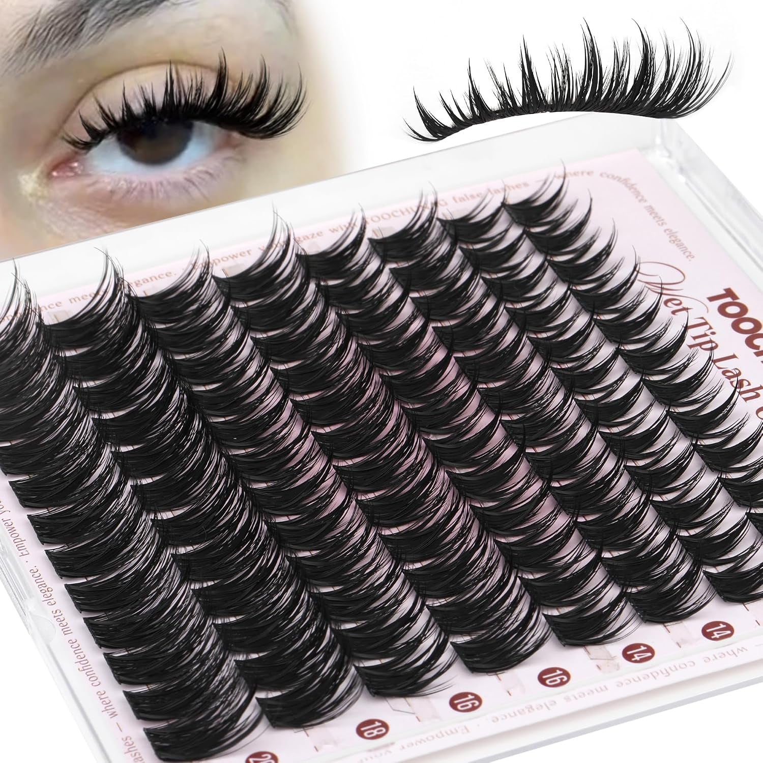 Anime Lash Clusters 12-20Mm Manga Eyelash Clusters Volume Cluster Eyelash Extensions D Curly Lashes Clusters DIY Lash Extensions Wispy Individual Lashes