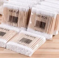 500 Count Cotton Swabs, Natural Double round Strong Wooden Cotton Tip Sticks Buds for Ears, Cruelty-Free Ear Swabs